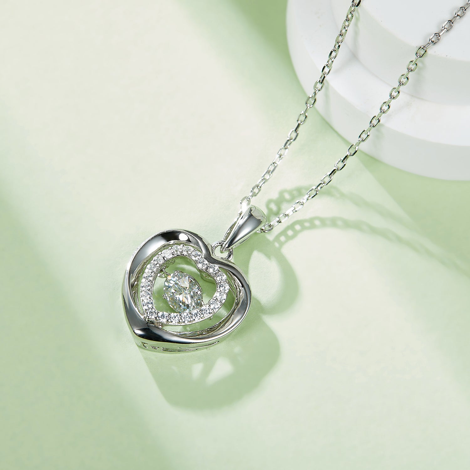 Moissanite 925 Sterling Silver Heart Necklace 