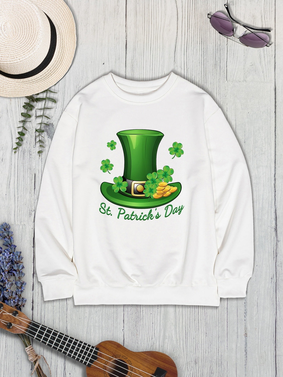 ST. PATRICK'S DAY Round Neck Dropped Shoulder Sweatshirt 