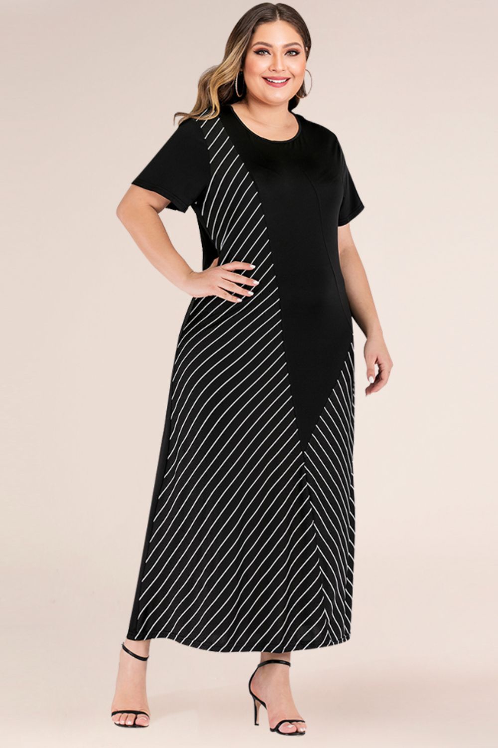 Plus Size Striped Color Block Tee Dress 