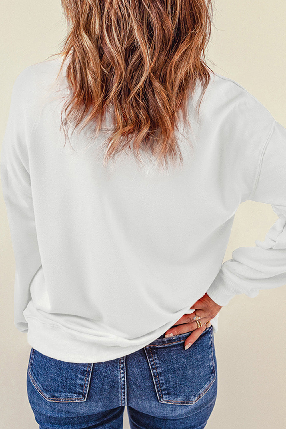 LOVE Embroidered Round Neck Dropped Shoulder Sweatshirt 