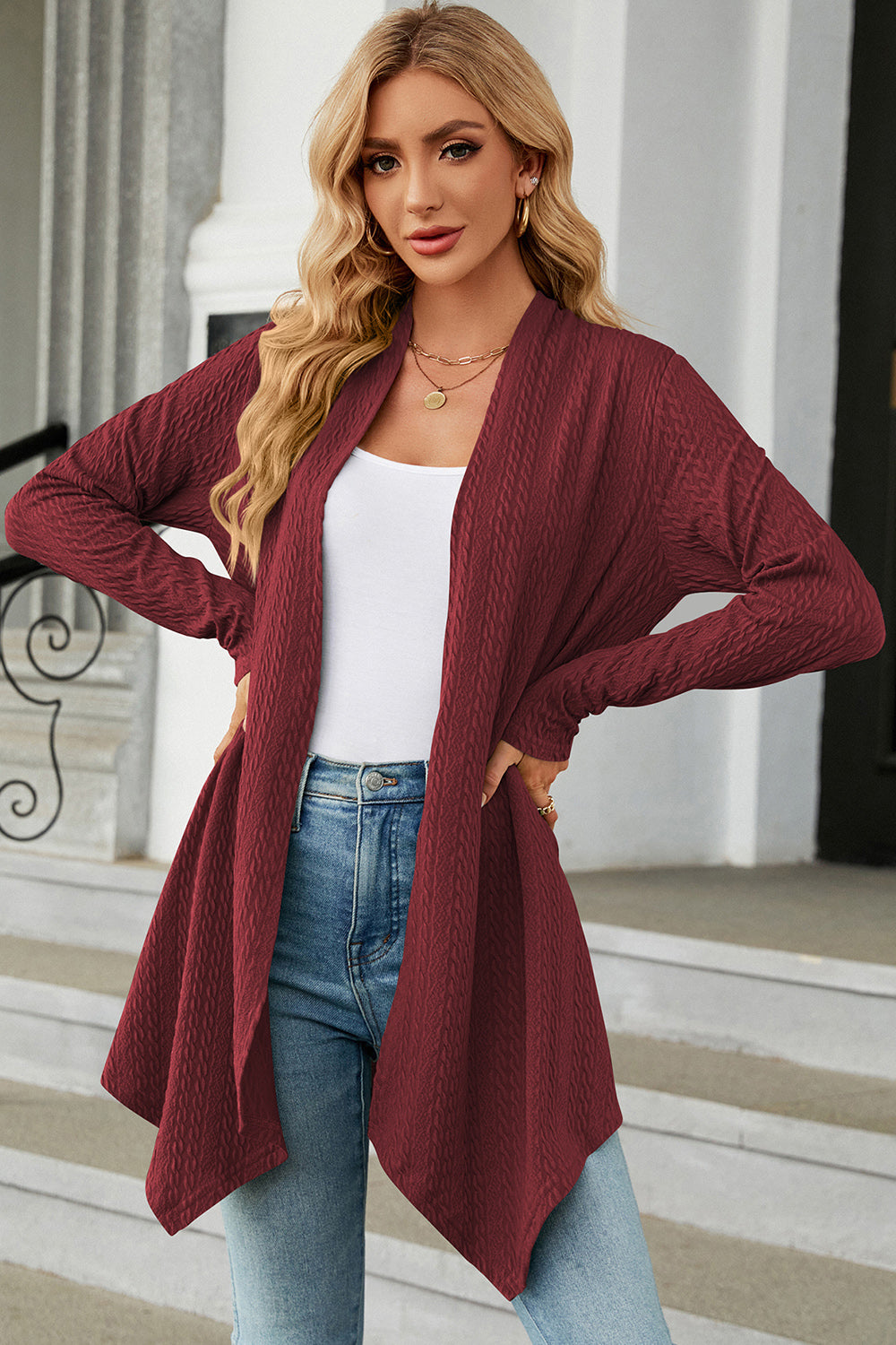 Open Front Long Sleeve Cardigan 