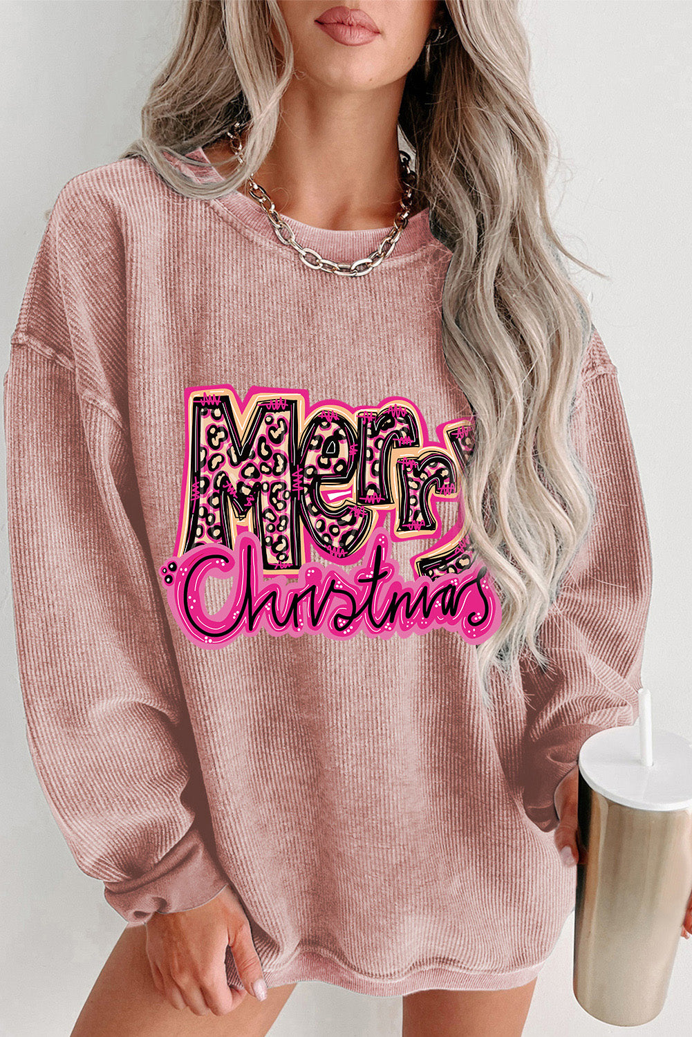 MERRY CHRISTMAS Round Neck Long Sleeve Sweatshirt - Babbazon sweatshirt