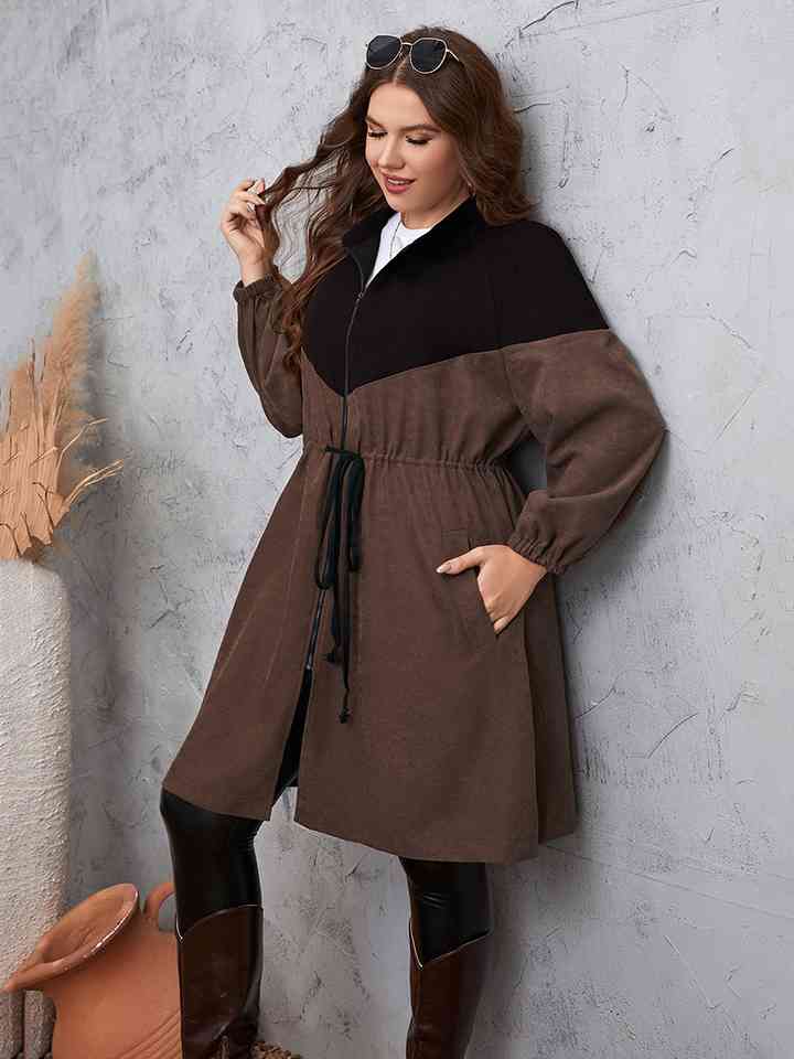 Two-Tone Dropped Shoulder Trench Coat 