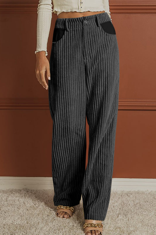 Ribbed Longline Pocketed Pants 