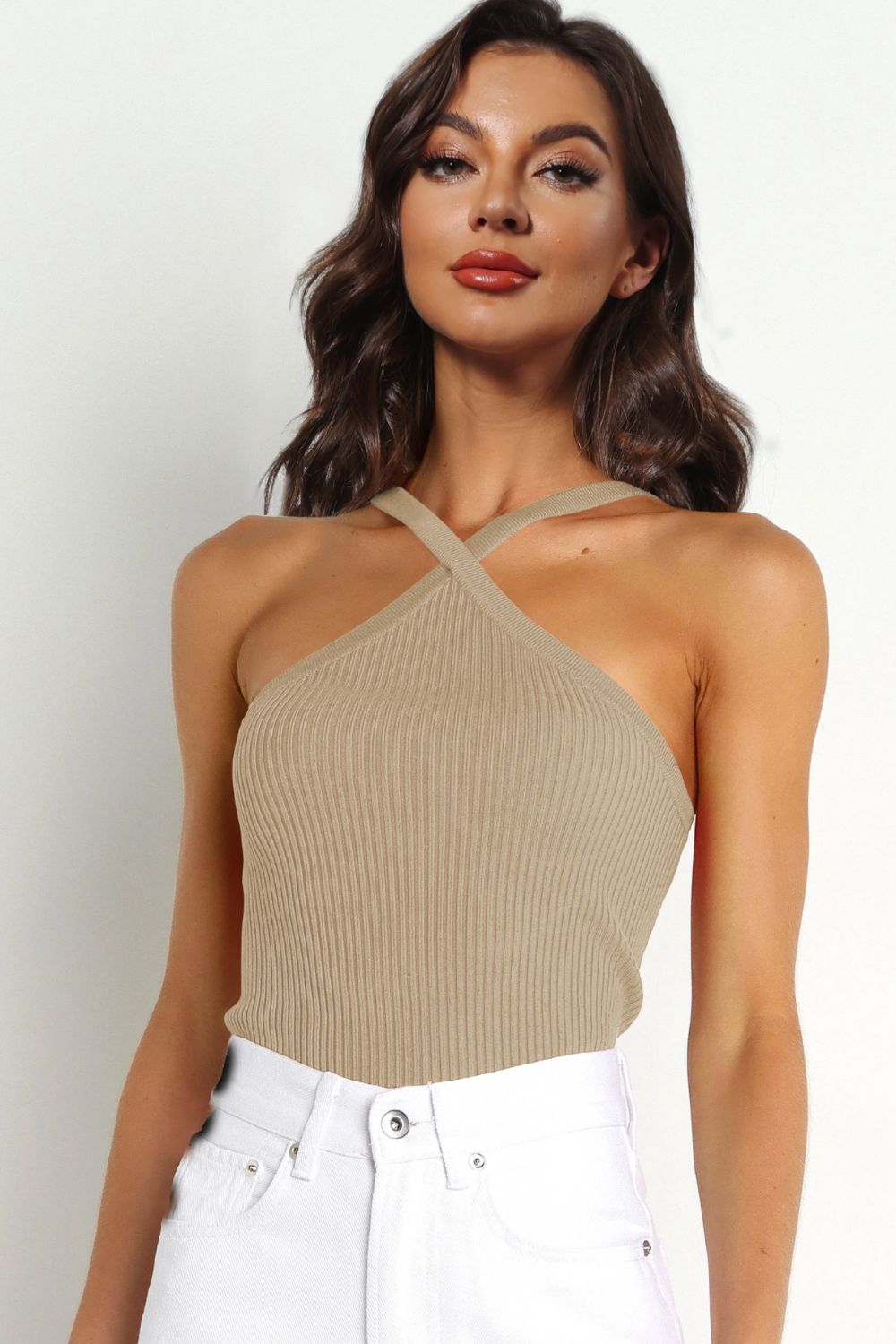 Ribbed Cami Top - Babbazon Tops