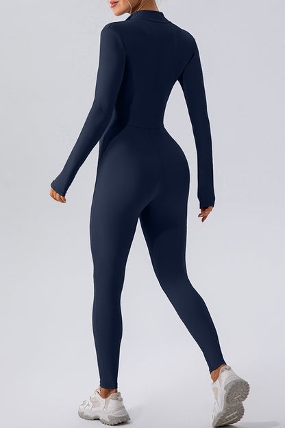 Half Zip Mock Neck Active Jumpsuit 