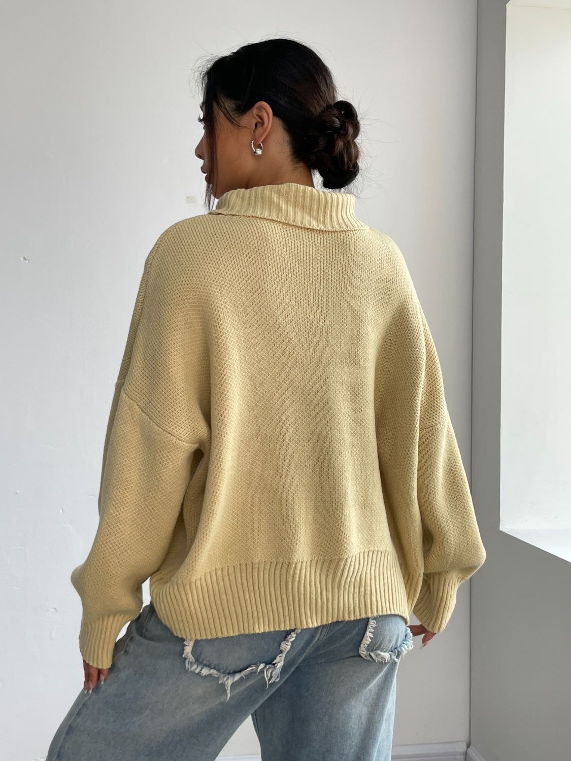 Turtleneck Dropped Shoulder Sweater 