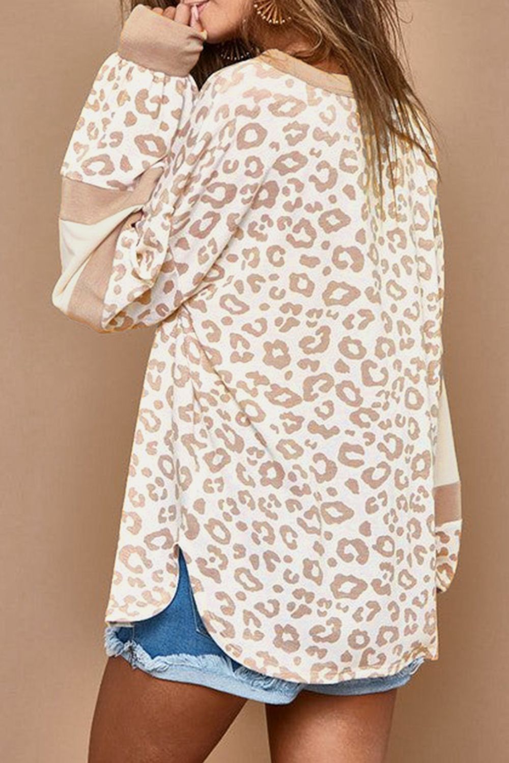 Leopard Round Neck Long Sleeve T-Shirt 