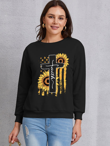 Sunflower Round Neck Dropped Shoulder Sweatshirt 