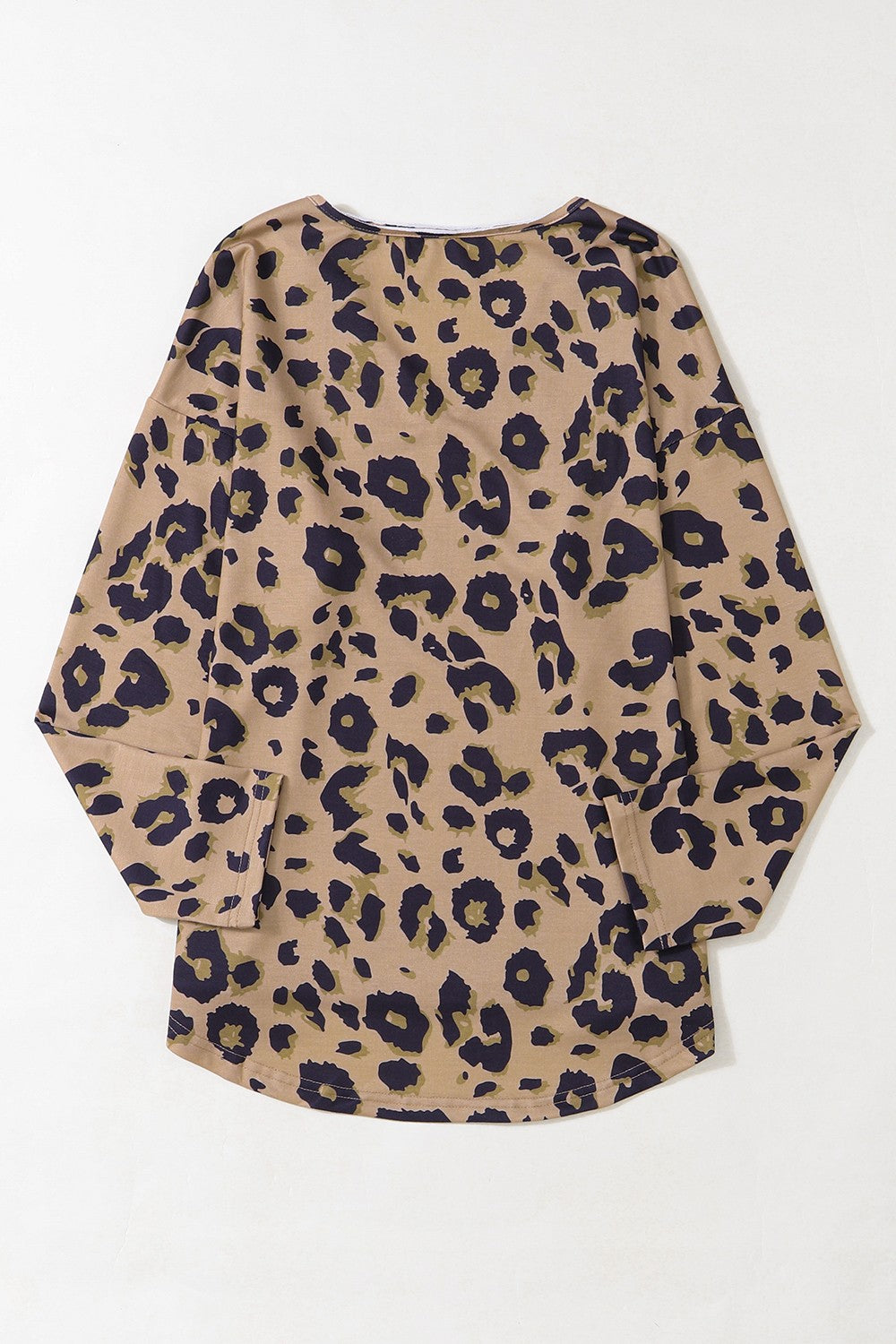 Leopard V-Neck Dropped Shoulder Blouse 