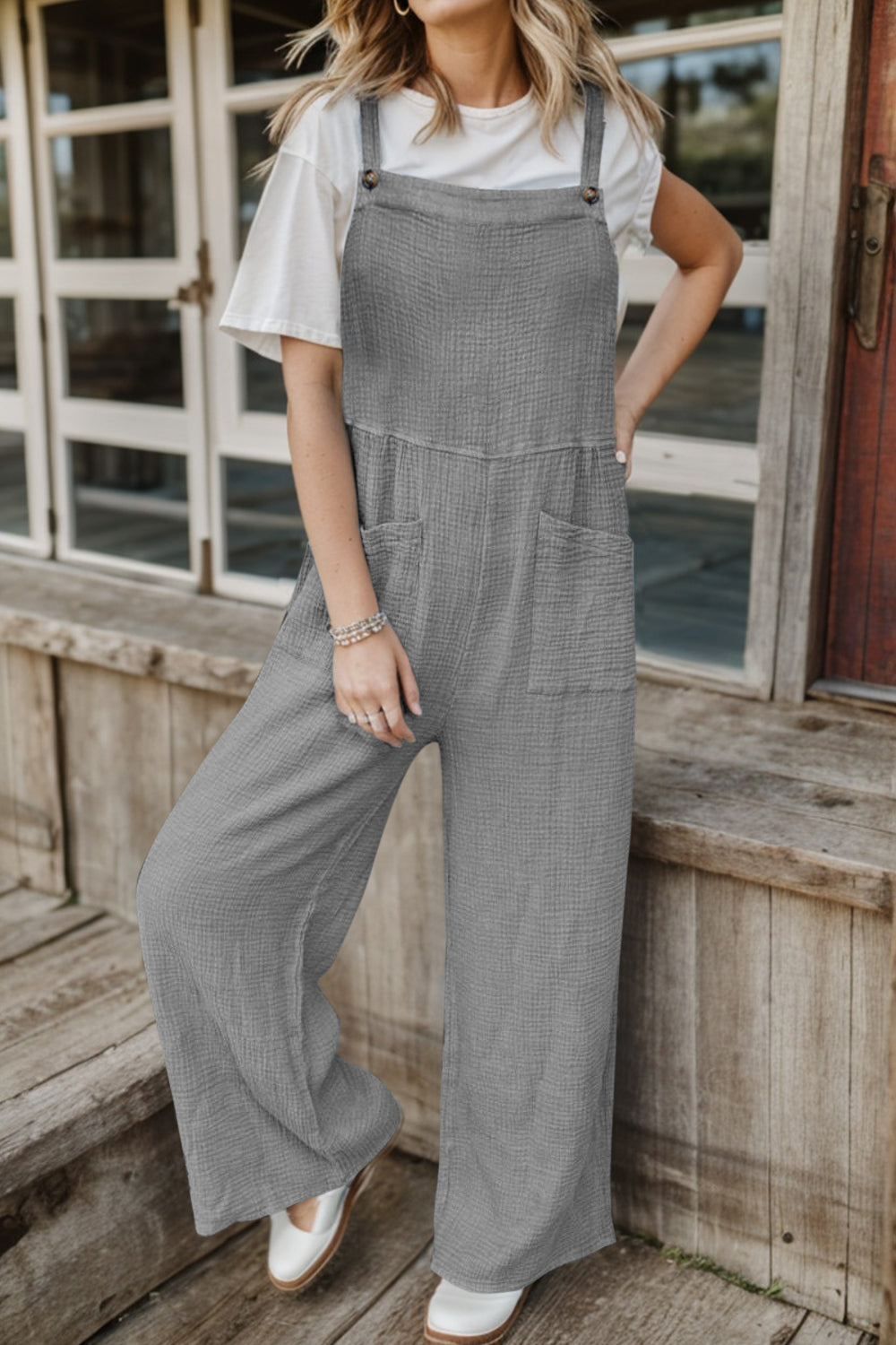 Full Size Wide Leg Front Pocket Jumpsuit 