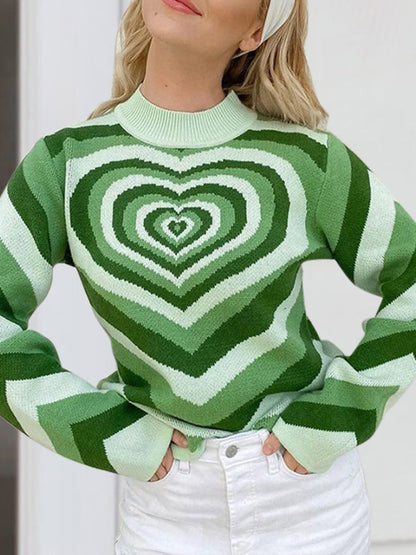 Heart Mock Neck Long Sleeve Sweater 