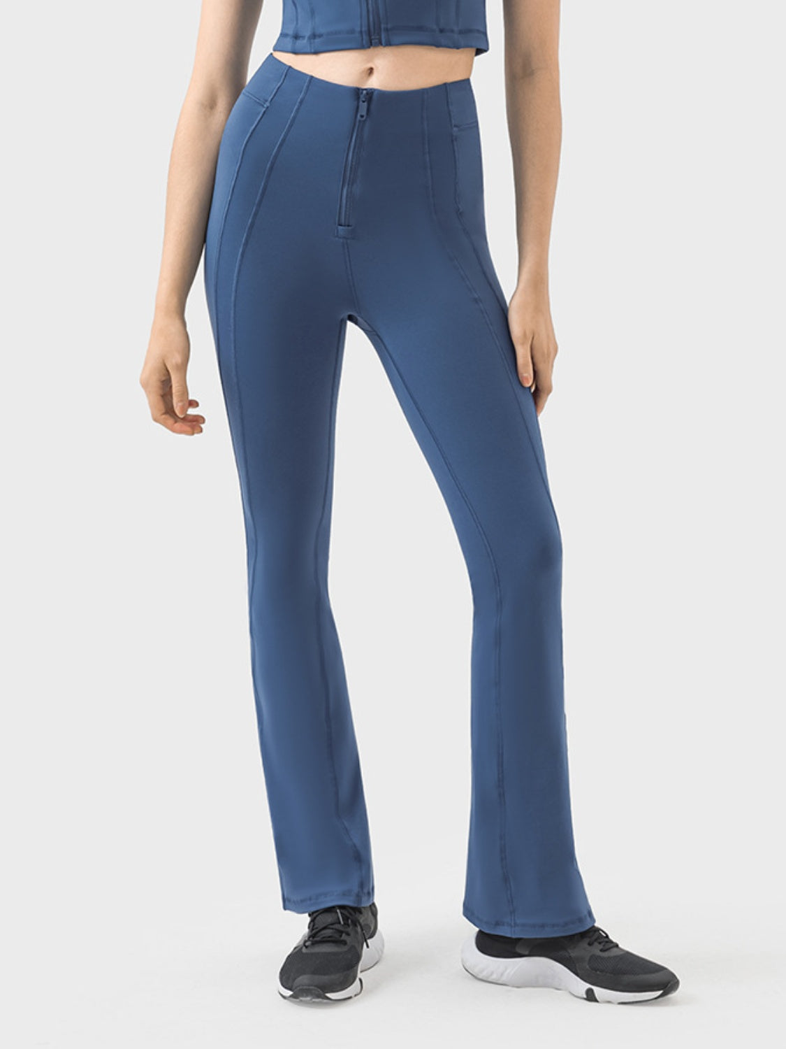 Zipper Detail High Waist Active Pants - Babbazon