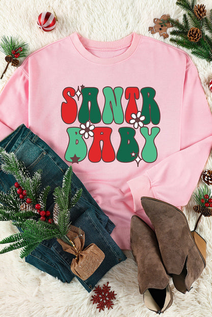 SANTA BABY Graphic Round Neck Sweatshirt 