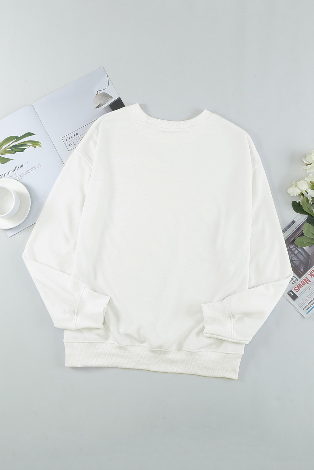 Round Neck Dropped Shoulder Sweatshirt 