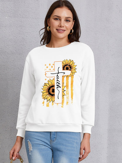 Sunflower Round Neck Dropped Shoulder Sweatshirt 