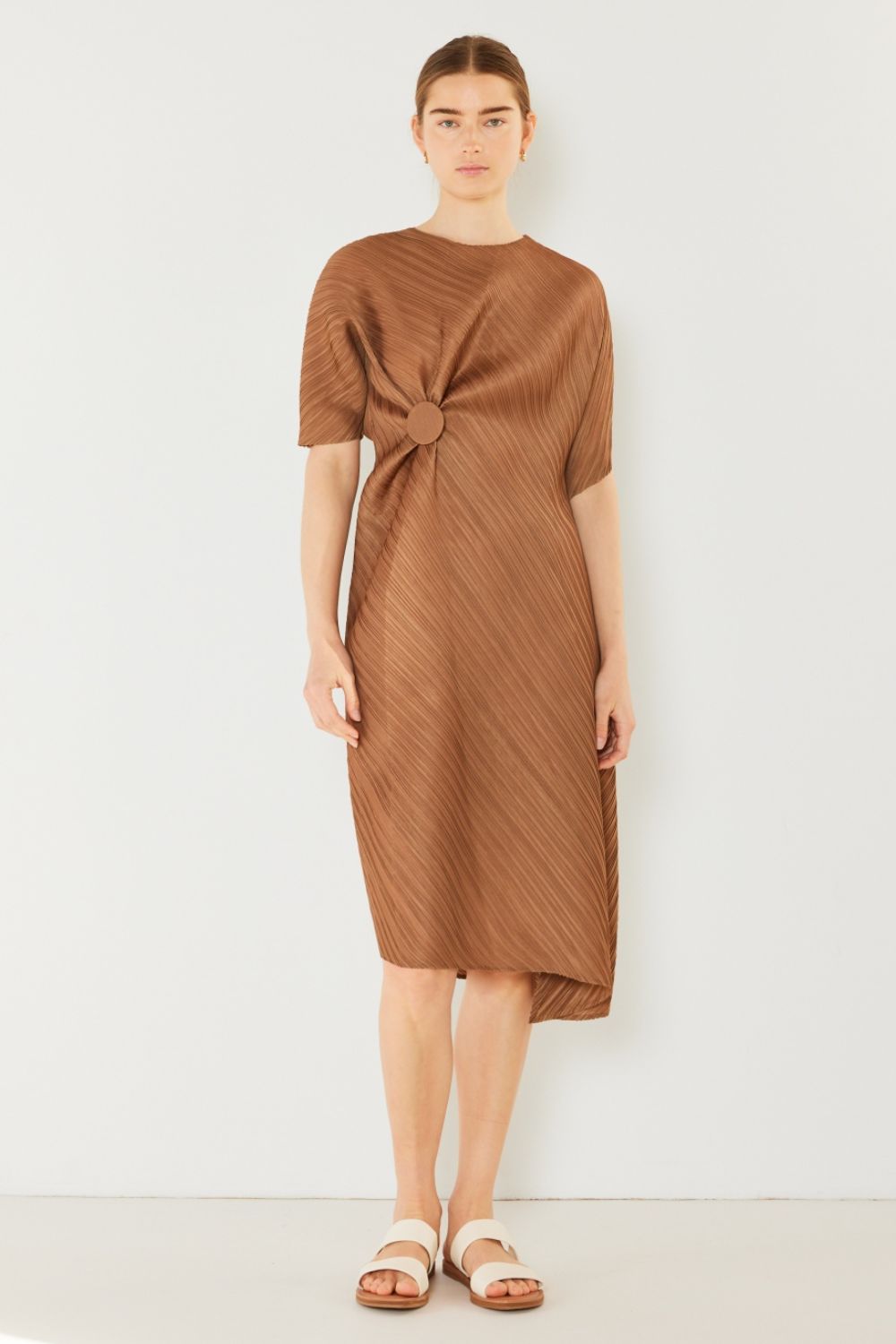 Marina West Swim Pleated Dolman Sleeve Dress 