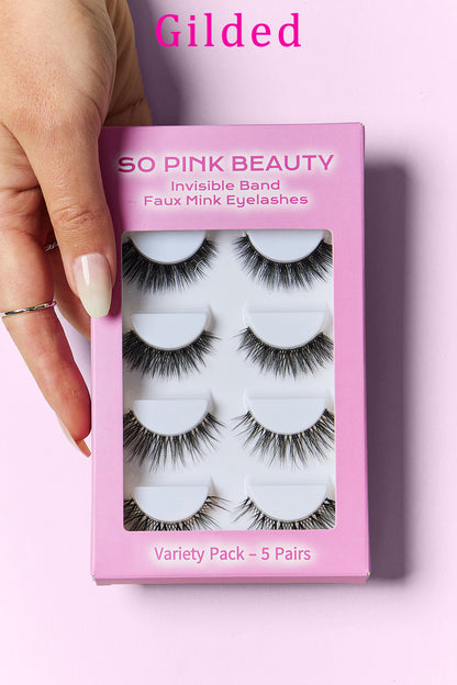 SO PINK BEAUTY Faux Mink Eyelashes Variety Pack 5 Pairs 