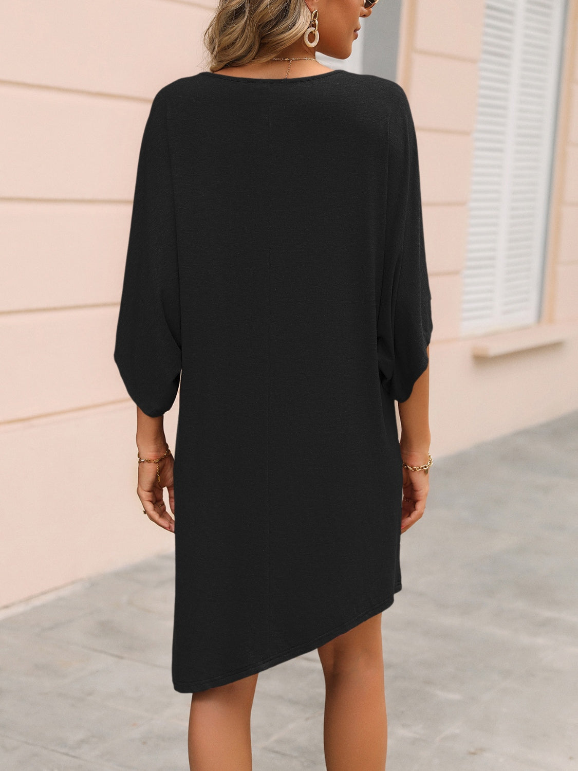 Round Neck Three-Quarter Sleeve Tee Dress 