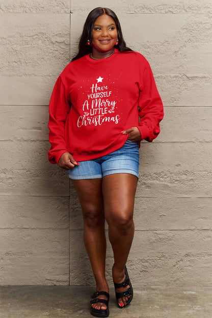 Simply Love Full Size HAVE YOURSELF A MERRY LITTLE CHRISTMAS Round Neck Sweatshirt 