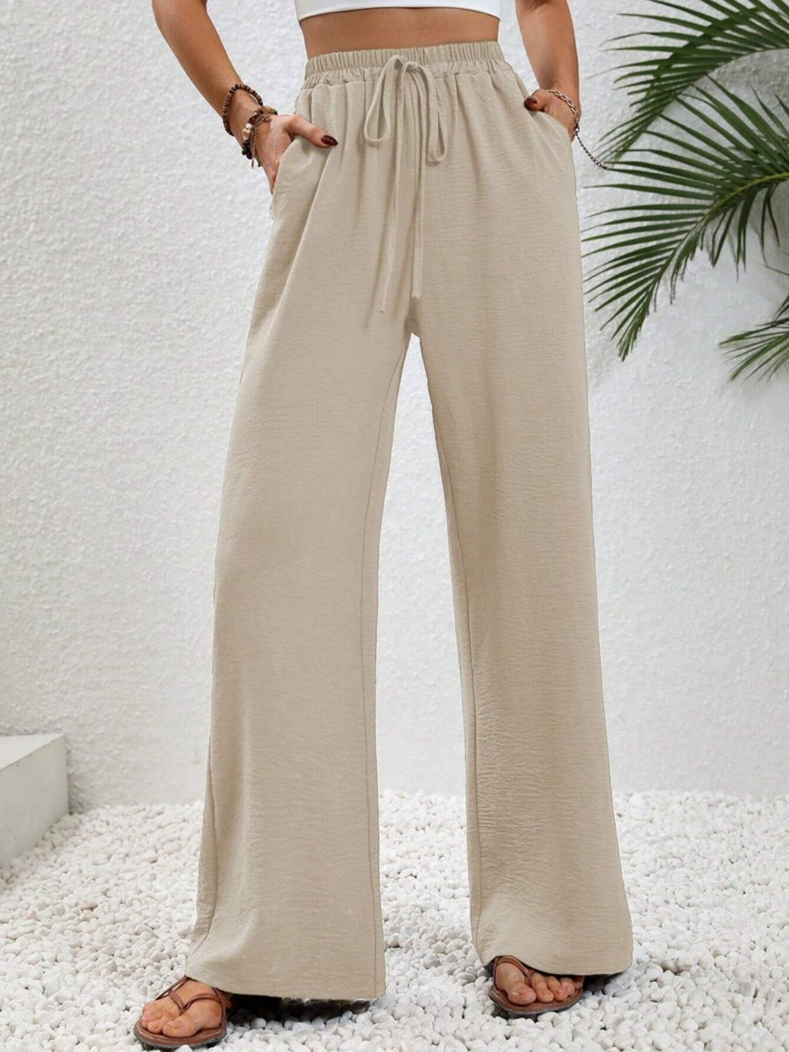 Wide Leg Drawstring Pants 