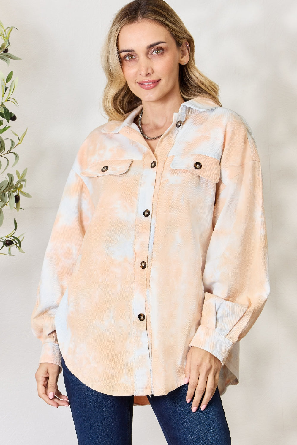 BiBi Tie Dye Button Down Long Sleeve Shirt 