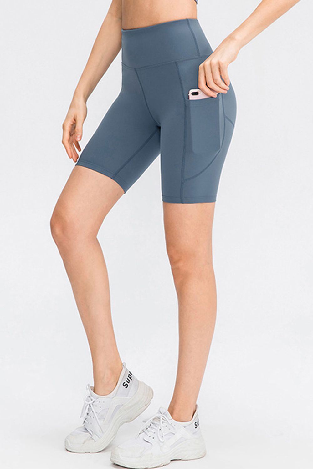 Wide Waistband Sports Shorts with Pockets 