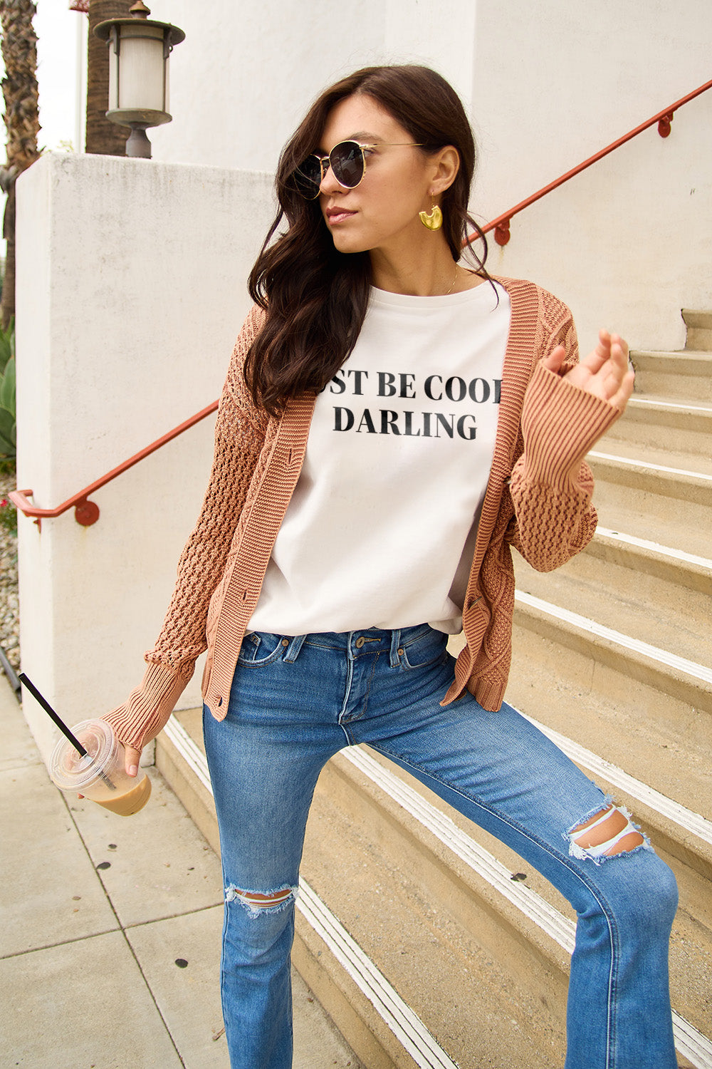 Simply Love Full Size JUST BE COOL DARLING Short Sleeve T-Shirt - Babbazon Tops