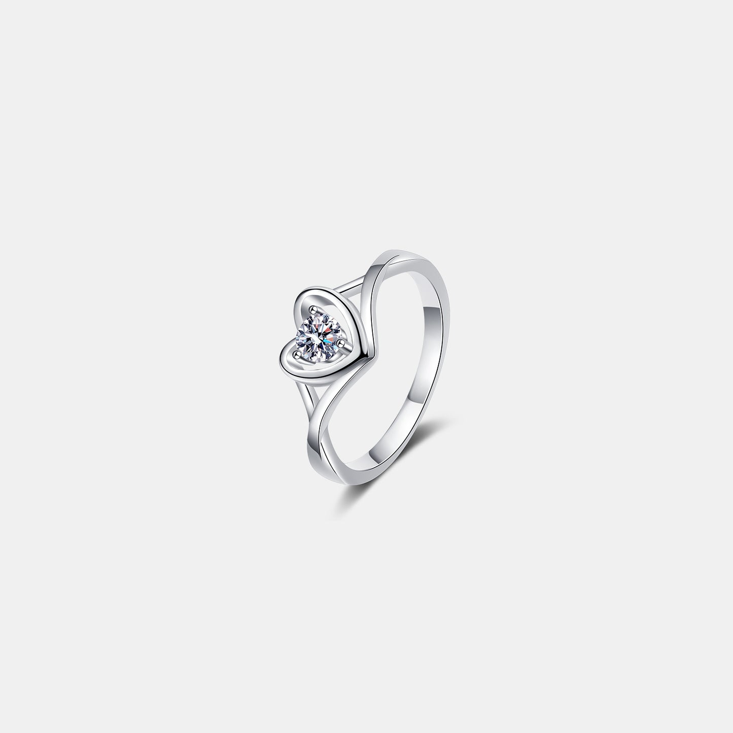 Moissanite Heart 925 Sterling Silver Ring 