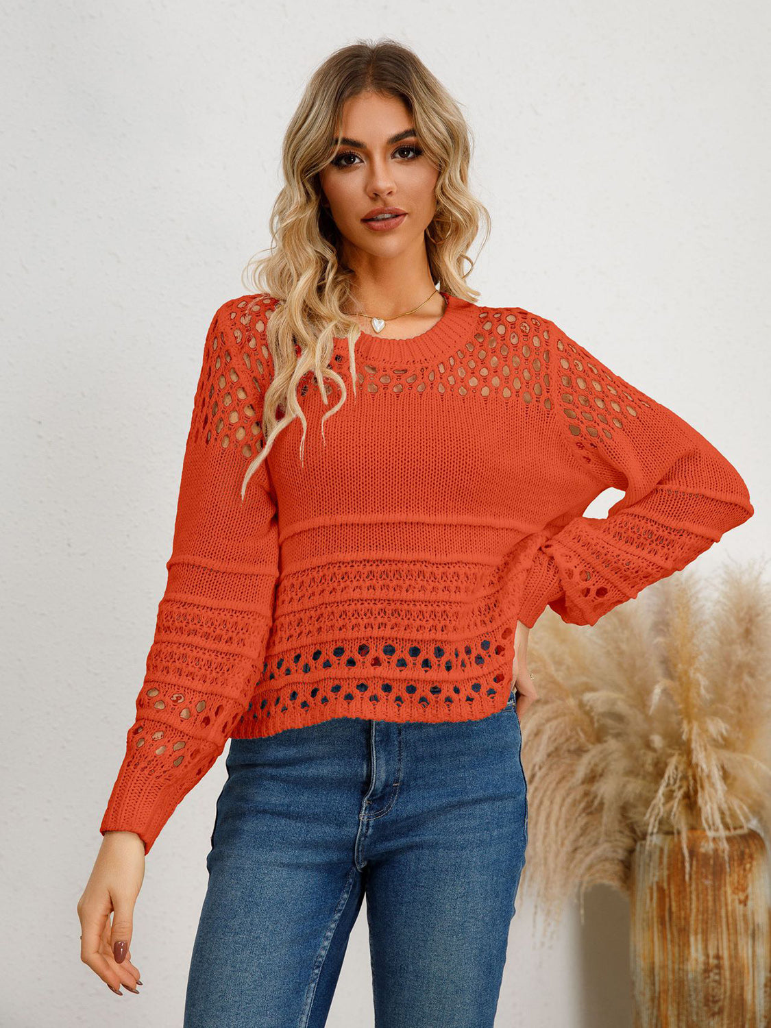 Cutout Round Neck Knit Top 