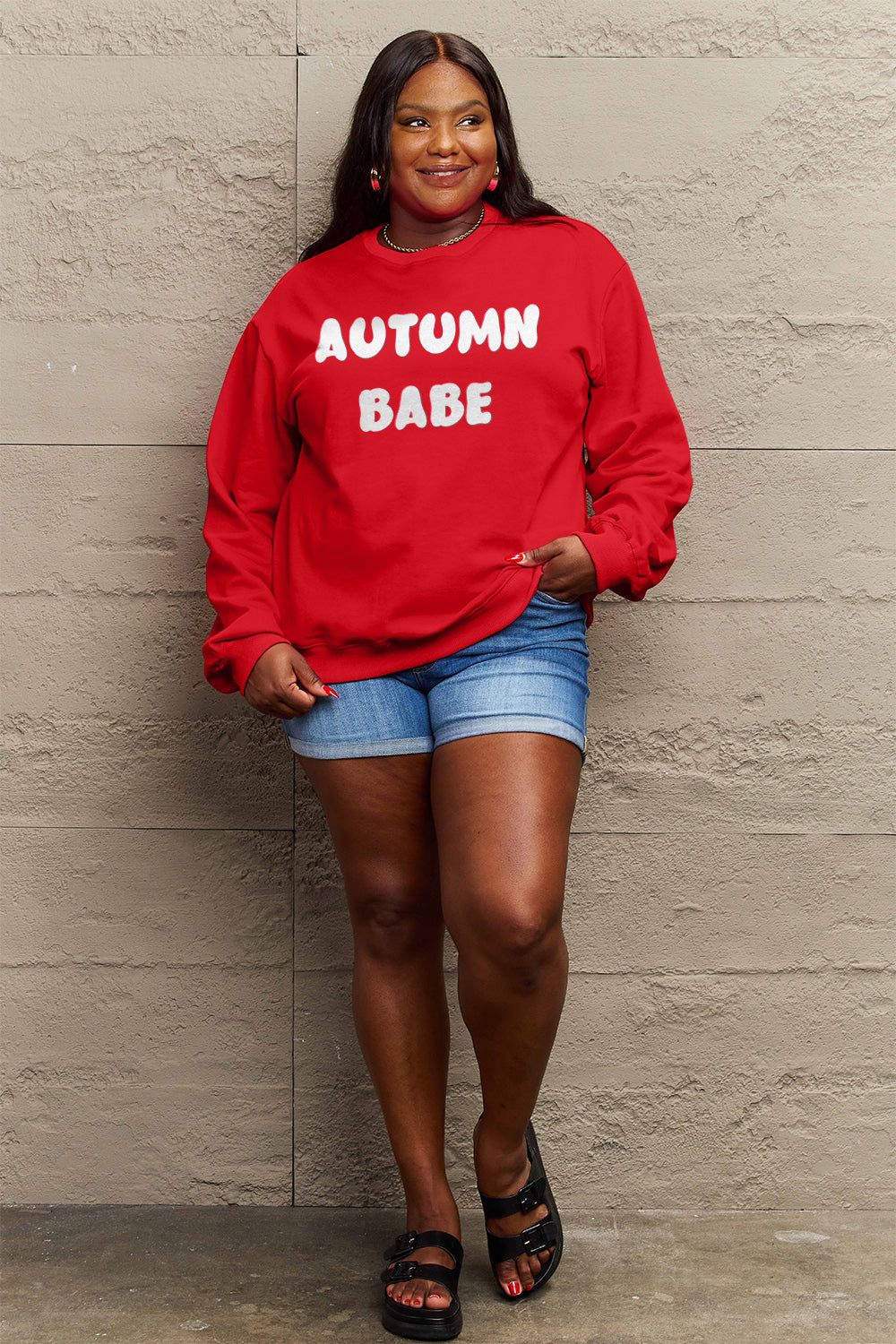 Simply Love Full Size AUTUMN BABE Graphic Sweatshirt 