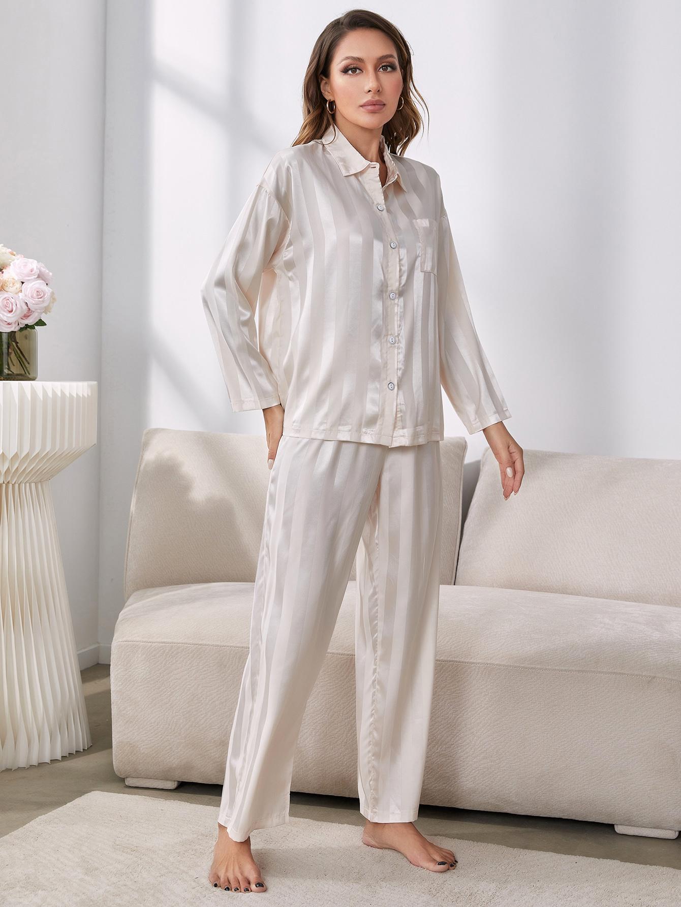 Button-Up Shirt and Pants Pajama Set 