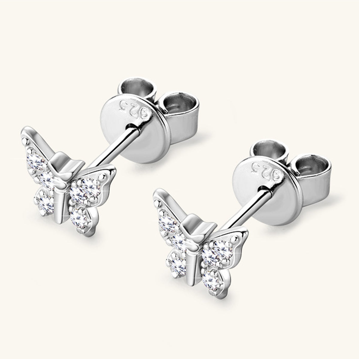 Moissanite 925 Sterling Silver Butterfly Stud Earrings 