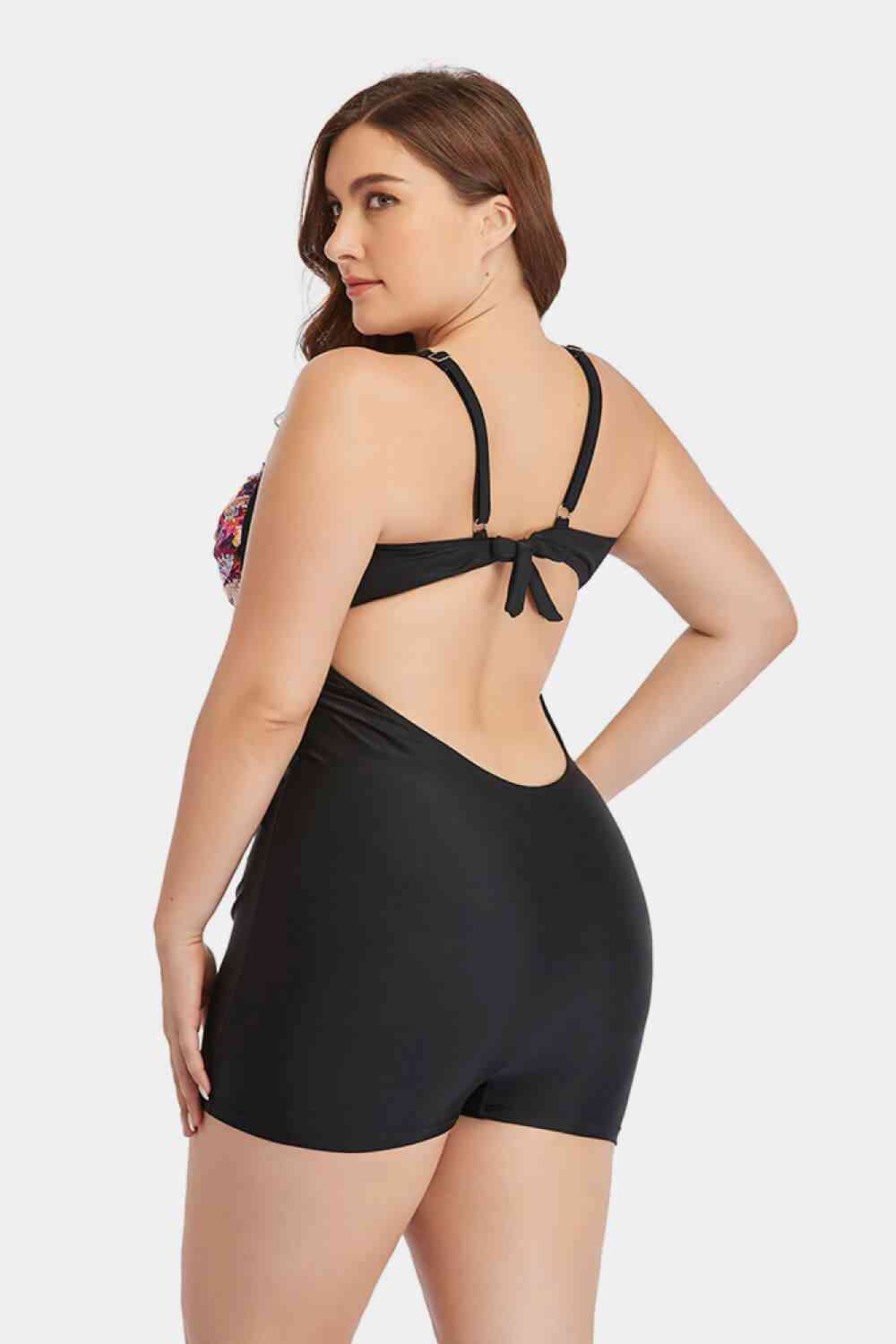 Plus Size Two-Tone One-Piece Swimsuit 