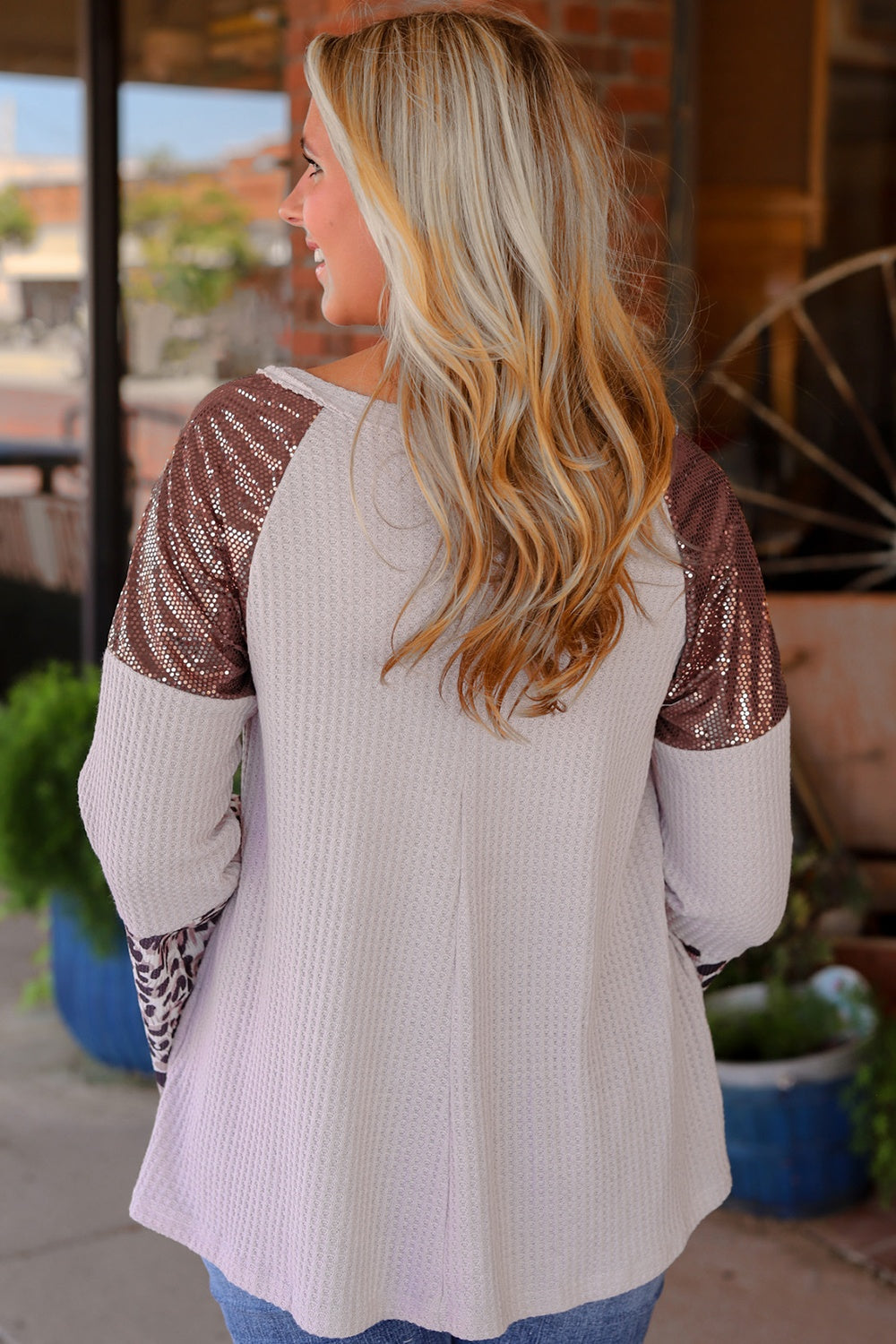 Leopard V-Neck Long Sleeve Top 