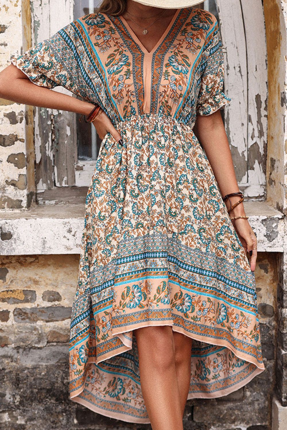 Bohemian High-Low Open Back Dress - Babbazon Boho Dress