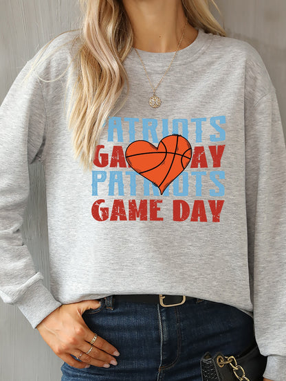 PATRIOTS GAME DAY Round Neck Dropped Shoulder Sweatshirt 