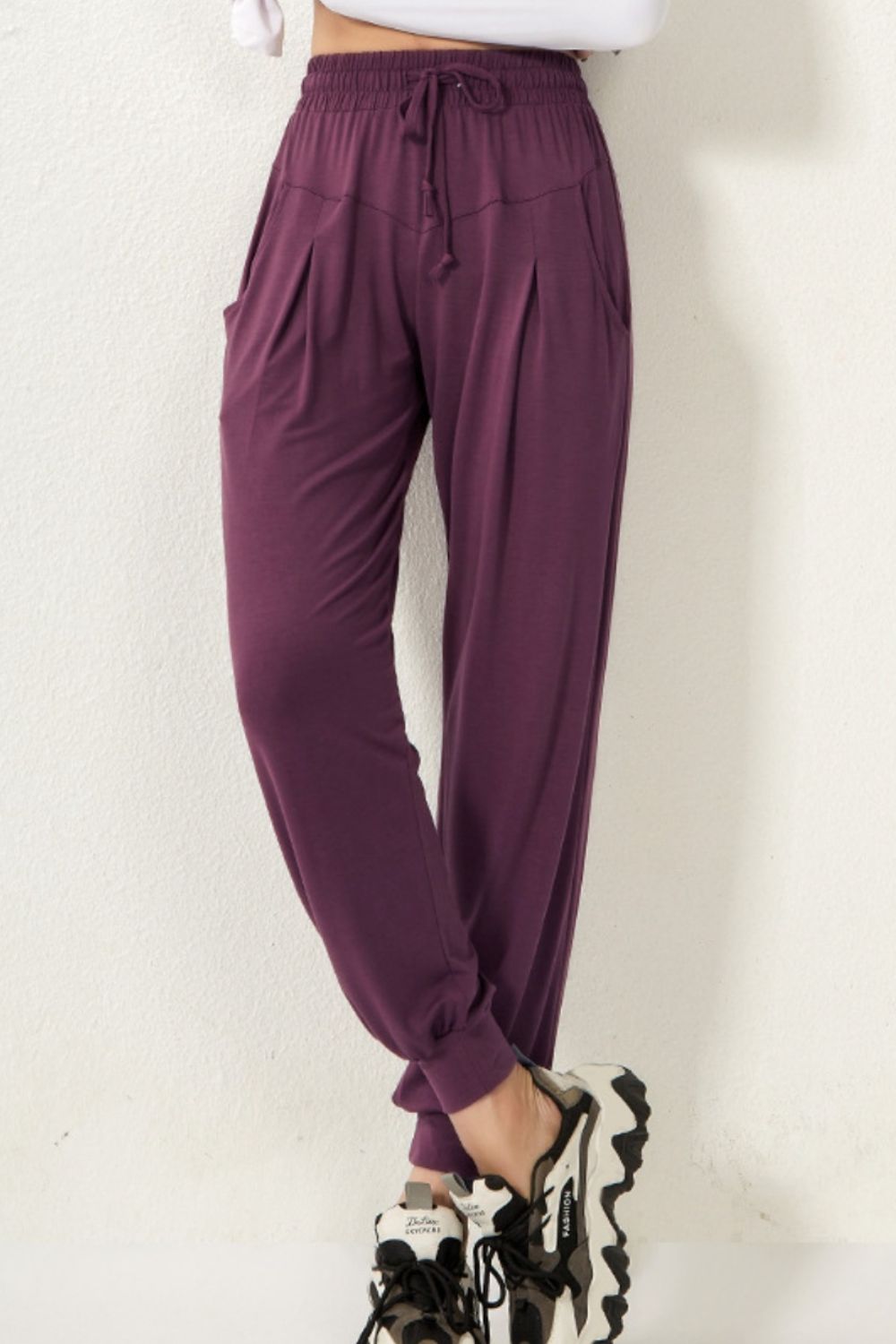 Drawstring High Waist Active Pants - Babbazon