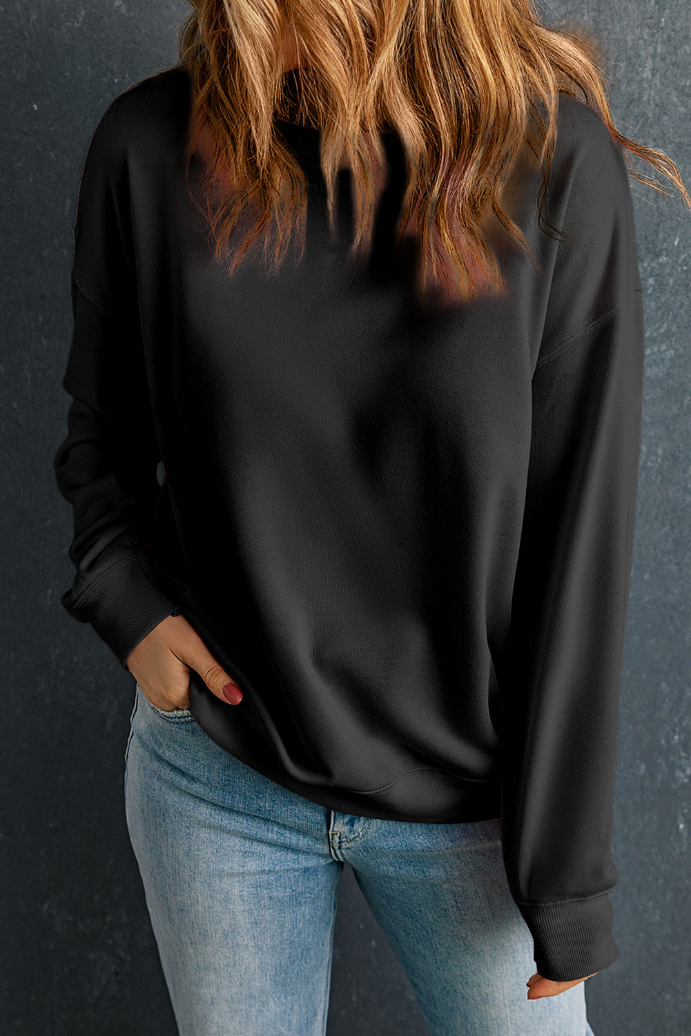 Round Neck Dropped Shoulder Sweatshirt 