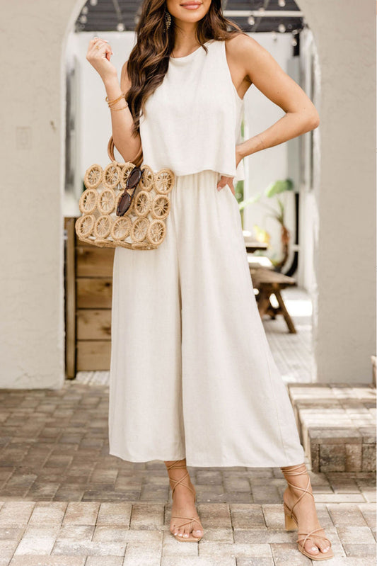 Round Neck Sleeveless Jumpsuit 