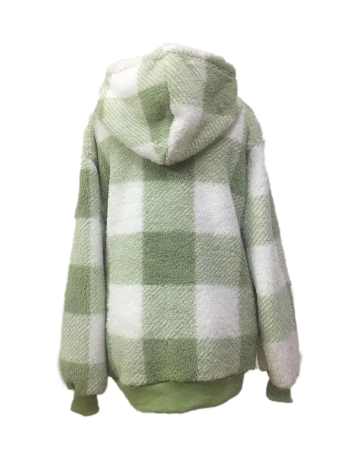 Plaid Half Zip Drawstring Hoodie