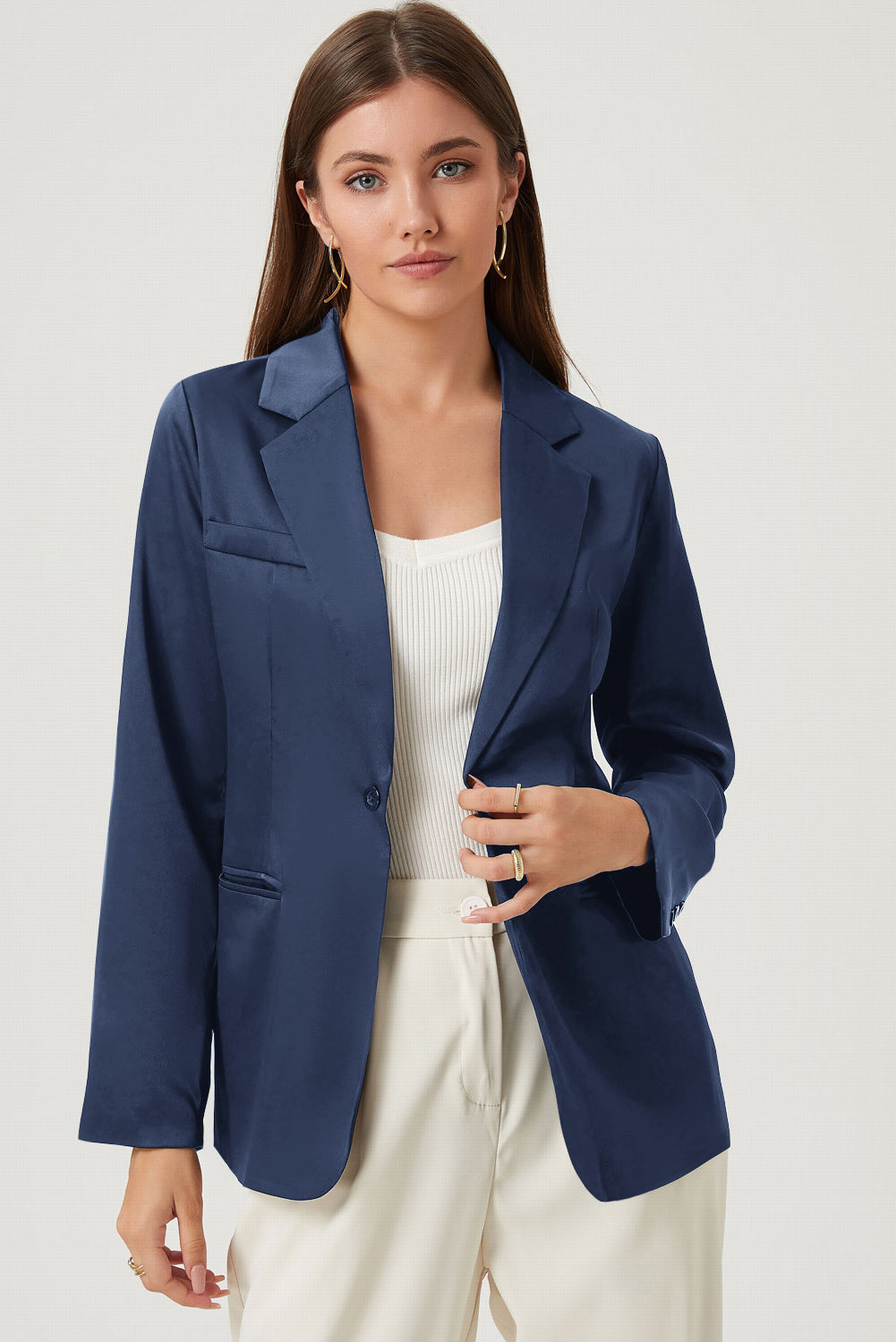 Long Sleeve Lapel Collar Blazer 