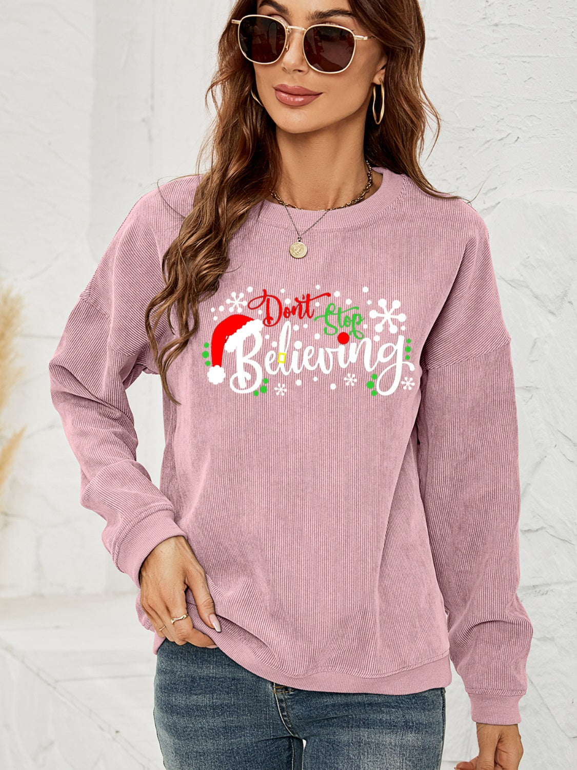 DON'T STOP BELIEVING Graphic Sweatshirt 