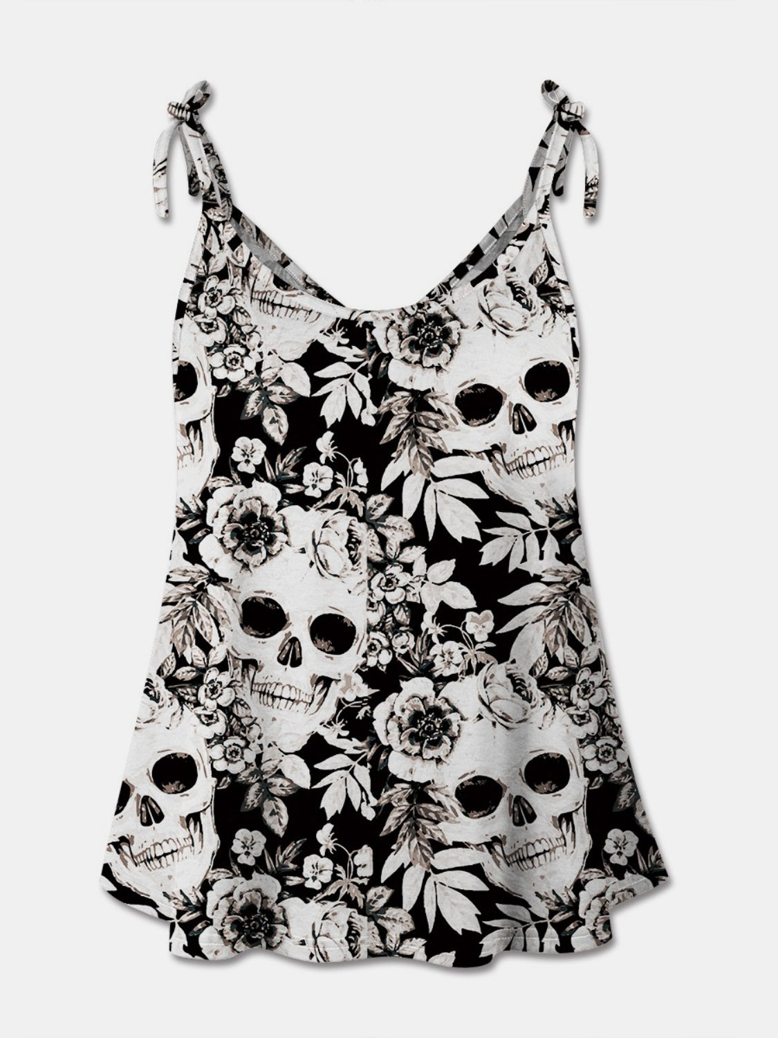 Skull Print Scoop Neck Cami - Babbazon Camisole