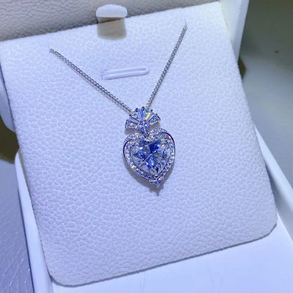 3 Carat Moissanite 925 Sterling Silver Heart Pendant Necklace 