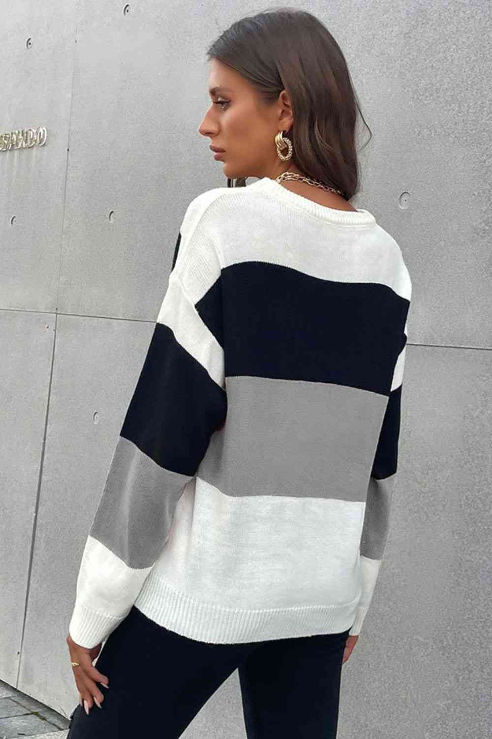 Longing For Fall Color Block Sweater 