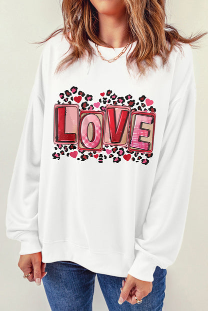 LOVE Round Neck Dropped Shoulder Sweatshirt 