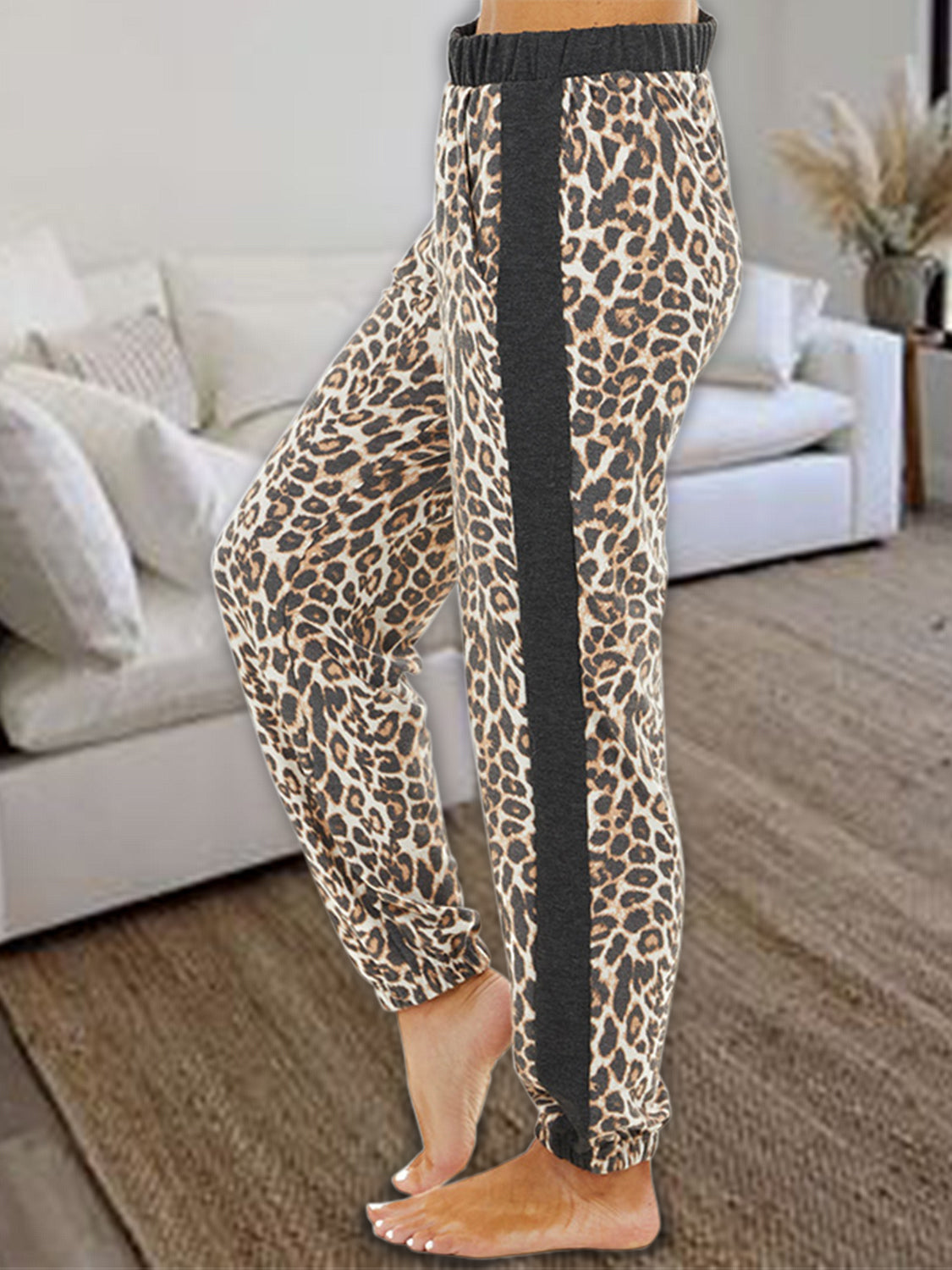 Leopard Elastic Waist Pants 