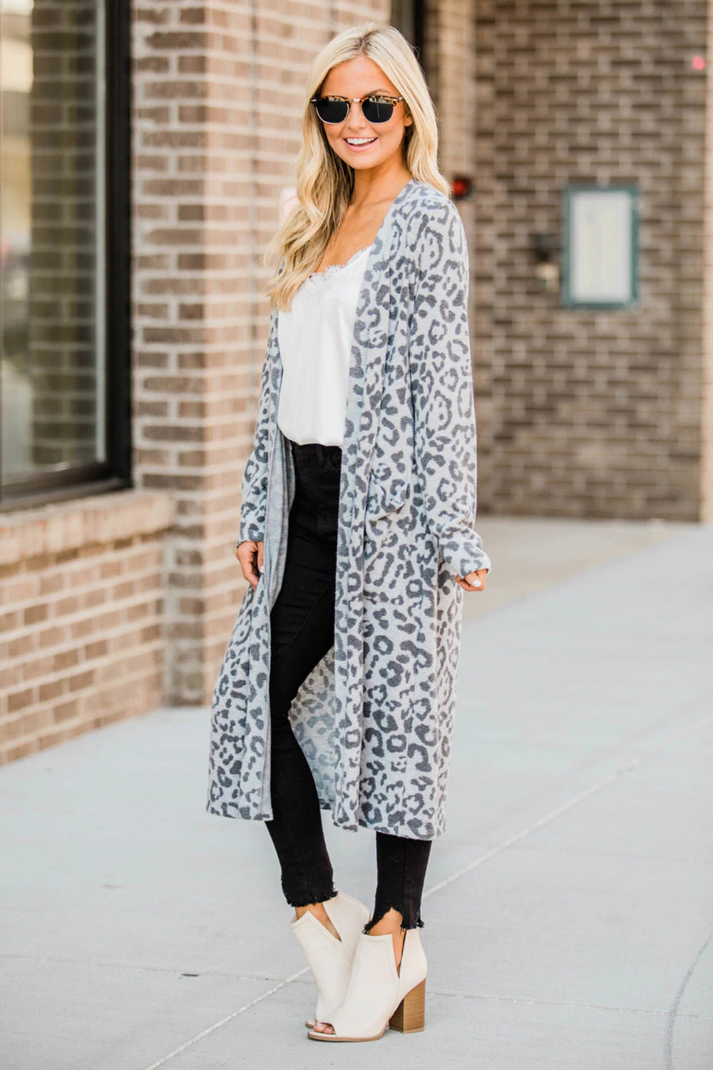 Open Front Leopard Cardigan 