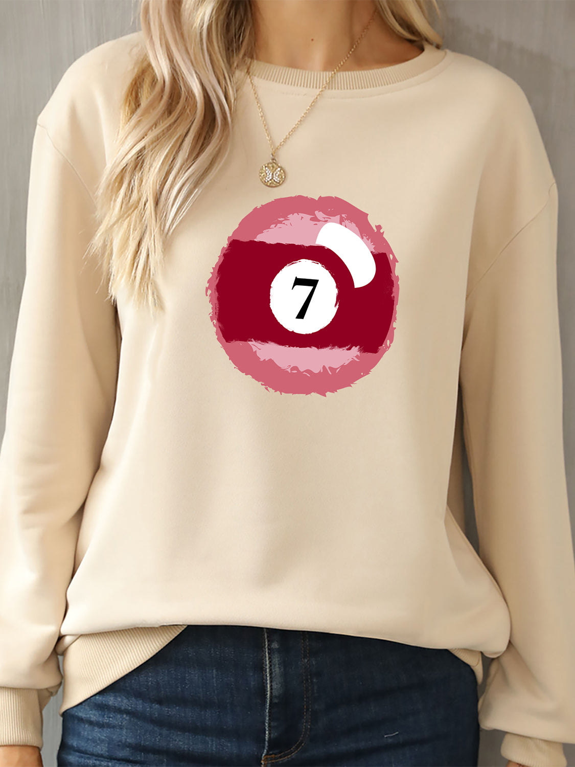 Billiard Graphic Round Neck Sweatshirt